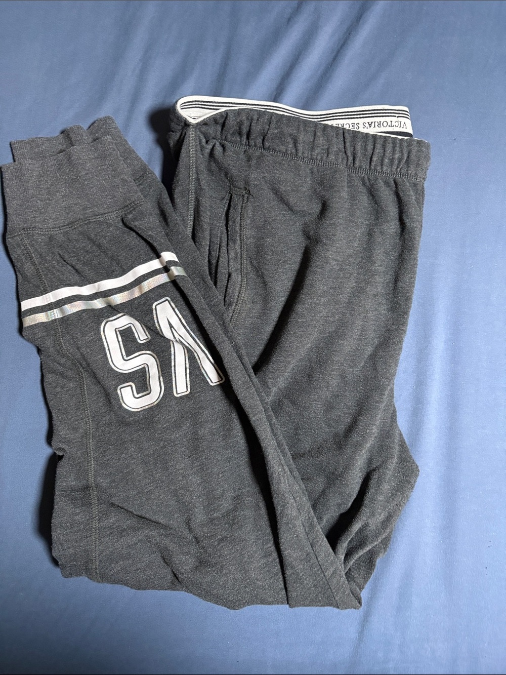 Victoria's Secret Dark Gray womens Jogger Sweatpants with White Trim
